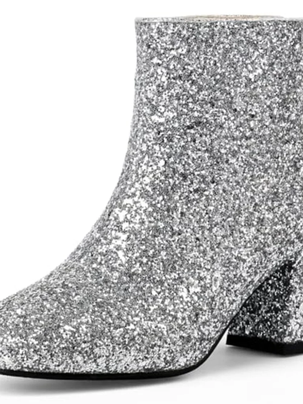 Sequin Glitter Ankle Boots Chunky Heels Sparkly Booties